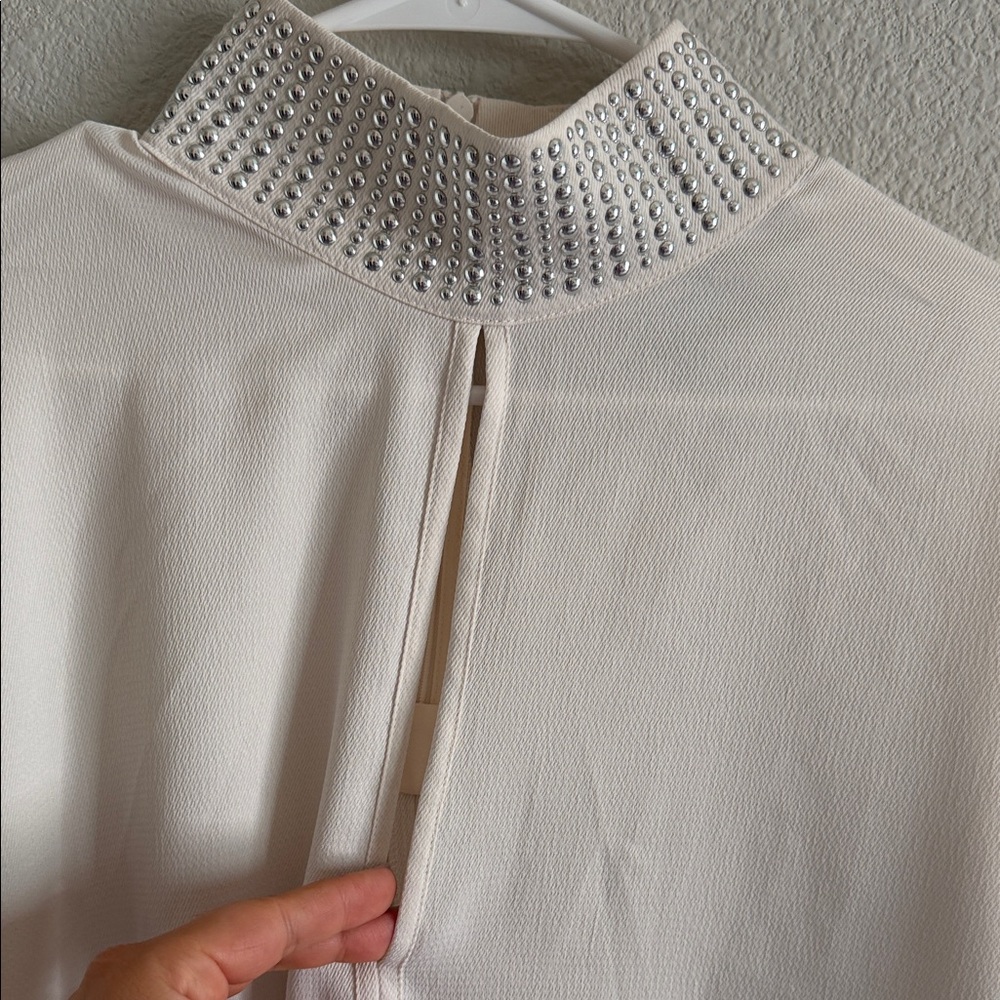 H&M Cream Long-Sleeve Blouse with Embellished Cuffs and Collar - Picture 2 of 6